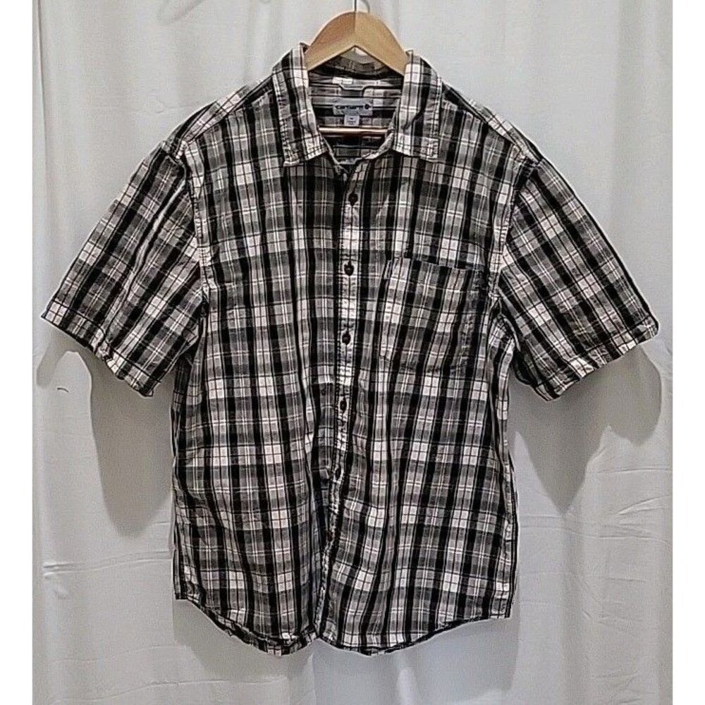Carhartt Short Sleeve Button up Checker Plaid Shirt Men XL Relaxed